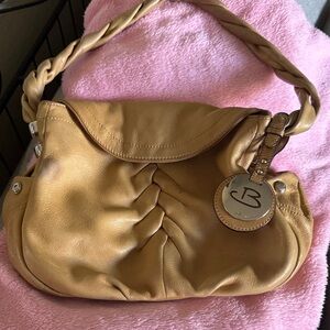 B. Makowsky Tan Leather Shoulder Bag